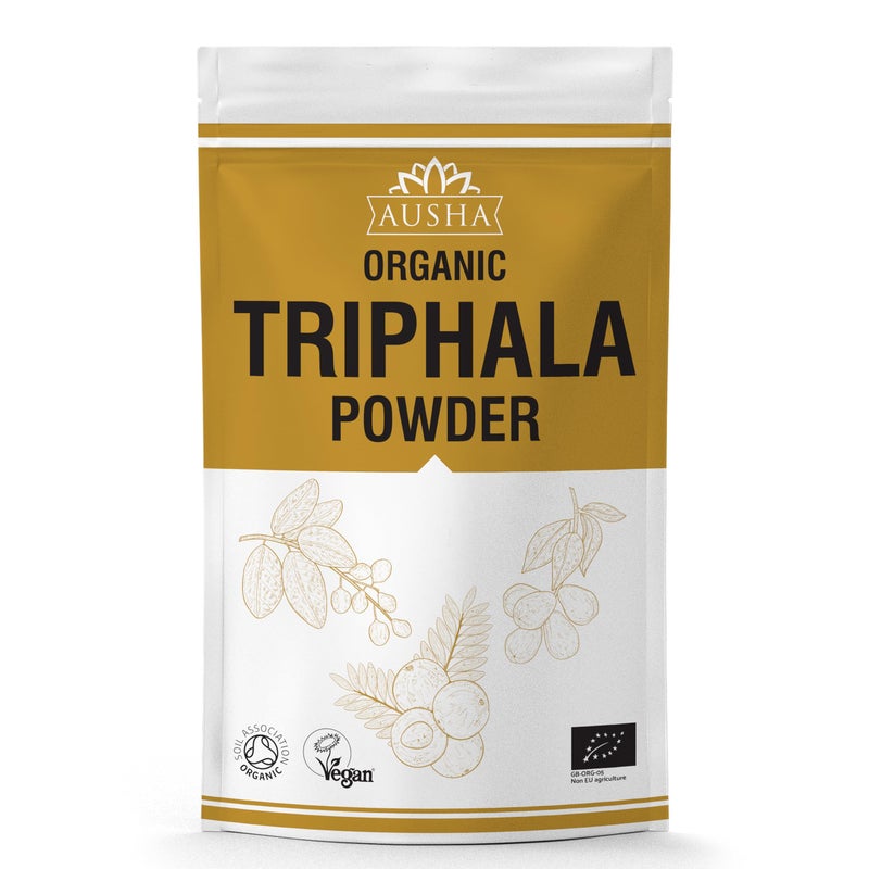 Ausha Organic TRIPHALA Powder - 100 Grams - Gut Health, Constipation Relief, Cleansing, Vitamin C, Digestion l Certified Organic by Soil Association